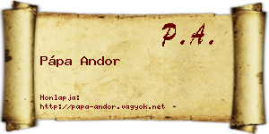 Pápa Andor névjegykártya